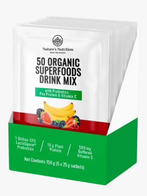 Nature’s Nutrition | 50 Organic Superfoods Drink Mix Sachets | Variety Pack