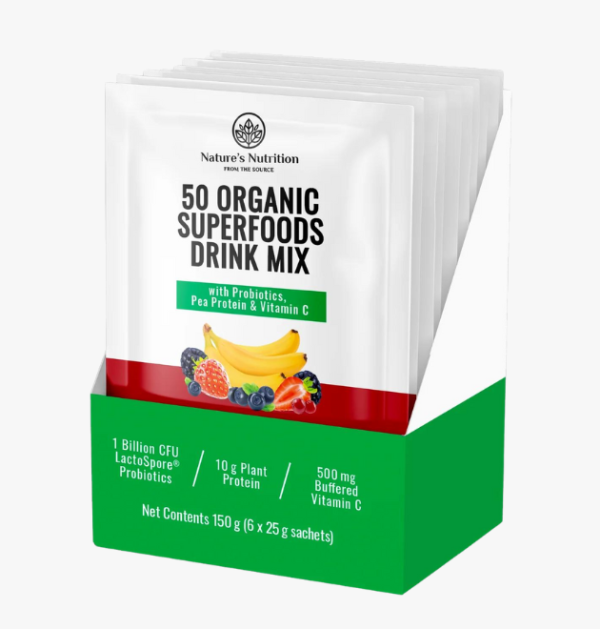Nature’s Nutrition | 50 Organic Superfoods Drink Mix Sachets | Variety Pack